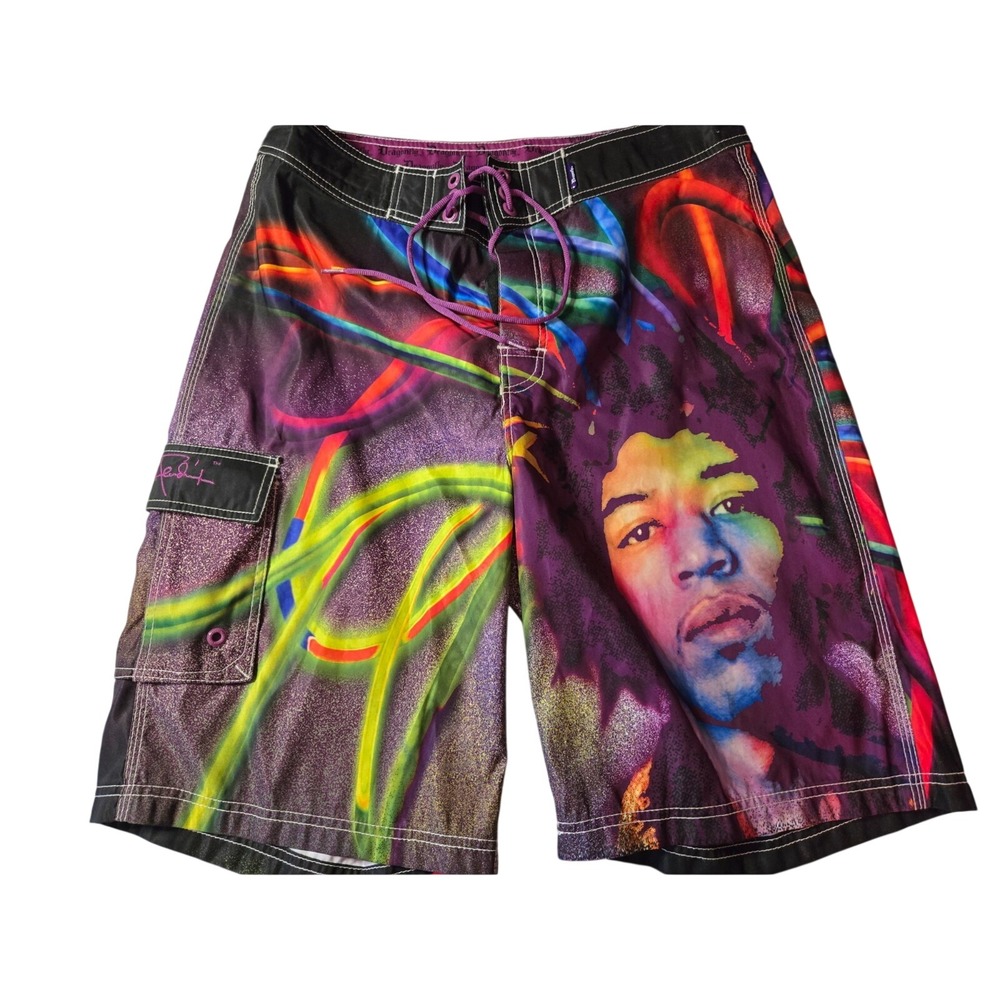 Dragonfly Jimmy Hendrix Board Shorts Mens Colorful Size 32 Drawstring Pocket
